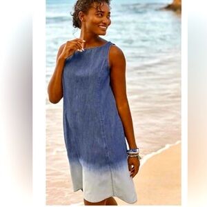 J. Jill Ombré Jean Sleeveless Shift Dress Sz 2x